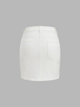 Utility Denim Buttoned Skirt